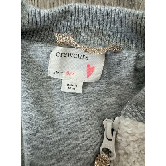 Crewcuts Jacket Girls 6 7 years Sherpa Teddy Coat Cream Gray - Picture 9 of 9